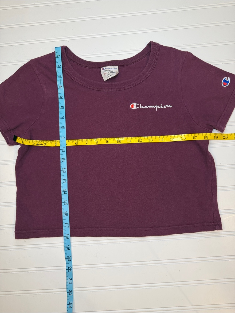 Champion Heritage Athletic Cropped boxy Tee 100%Cotton Size S embroidered logo - Picture 5 of 9